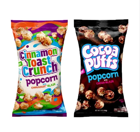 Stampa personalizzata laminata foglio di plastica 150G 8 once sigillo lato tassello imballaggio sacchetto spuntino cibo patatine fritte sacchetto di imballaggio popcorn