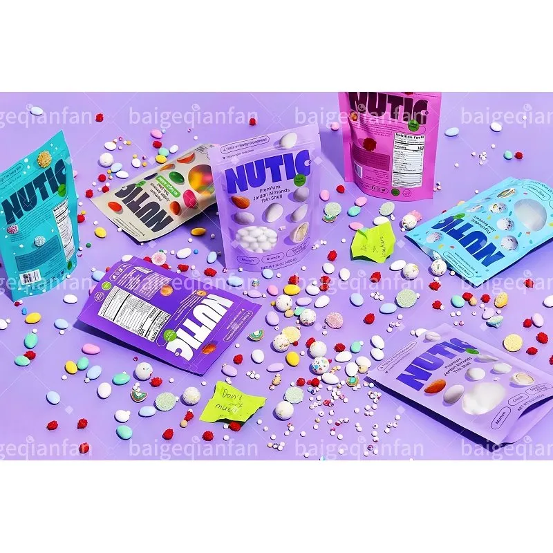 Sacchetti a chiusura lampo richiudibili in plastica laminata con foglio Esci Imballaggio commestibili Caramelle gommose a prova di odore Sacchetti in Mylar da 3,5 g Stampati su misura