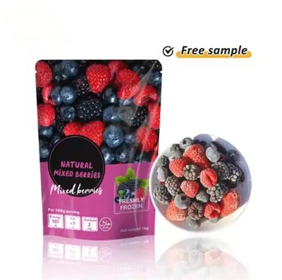 Chiusura lampo richiudibile personalizzata Stand Up Mango Fragola Mirtillo Sacchetto di plastica per imballaggio di frutta fresca congelata per alimenti sottovuoto