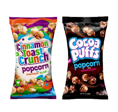 Stampa personalizzata laminata foglio di plastica 150G 8 once sigillo lato tassello imballaggio sacchetto spuntino cibo patatine fritte sacchetto di imballaggio popcorn