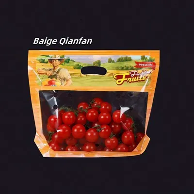 Sacchetto di frutta e verdura di alta qualità all'ingrosso con maniglia e foro per l'aria